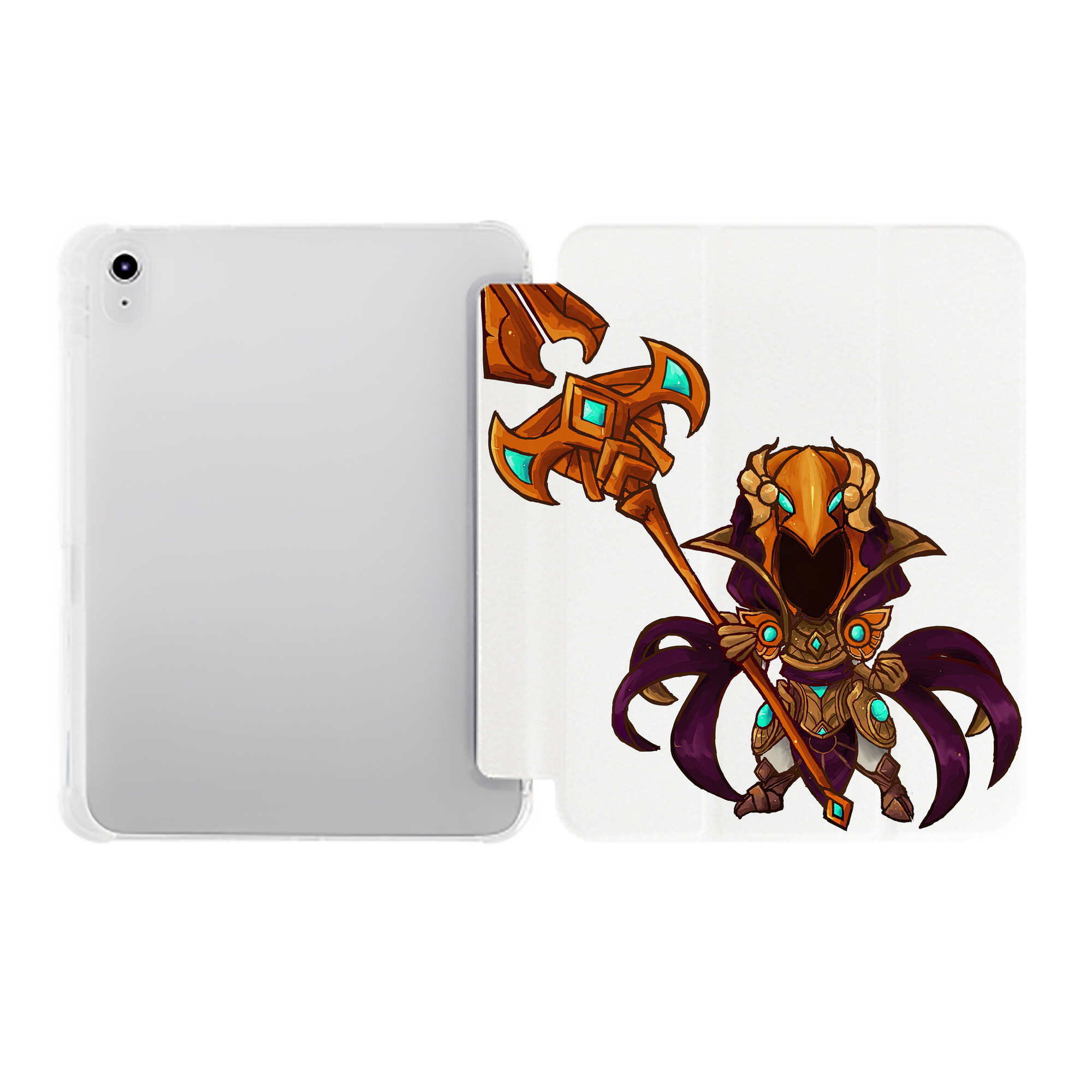 （画像用） リーグ・オブ・レジェンド League of Legends LOL IPad ケース ペン収納付き 三つ折りスタンド PUレザー×シリコン 対応機種9.5/10.5/10.9インチ